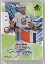 2020-21 Upper Deck SP Game Used Green 15/15 Josh Bailey #47 Patch Auto 0c3