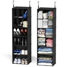  2 Pack Hanging Closet Organizer and Storage with Dividers, 24 Black