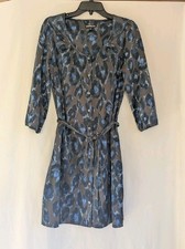 EXPRESS Dress Sz M Polyester 7/8 Sleeve Animal Print Button Up