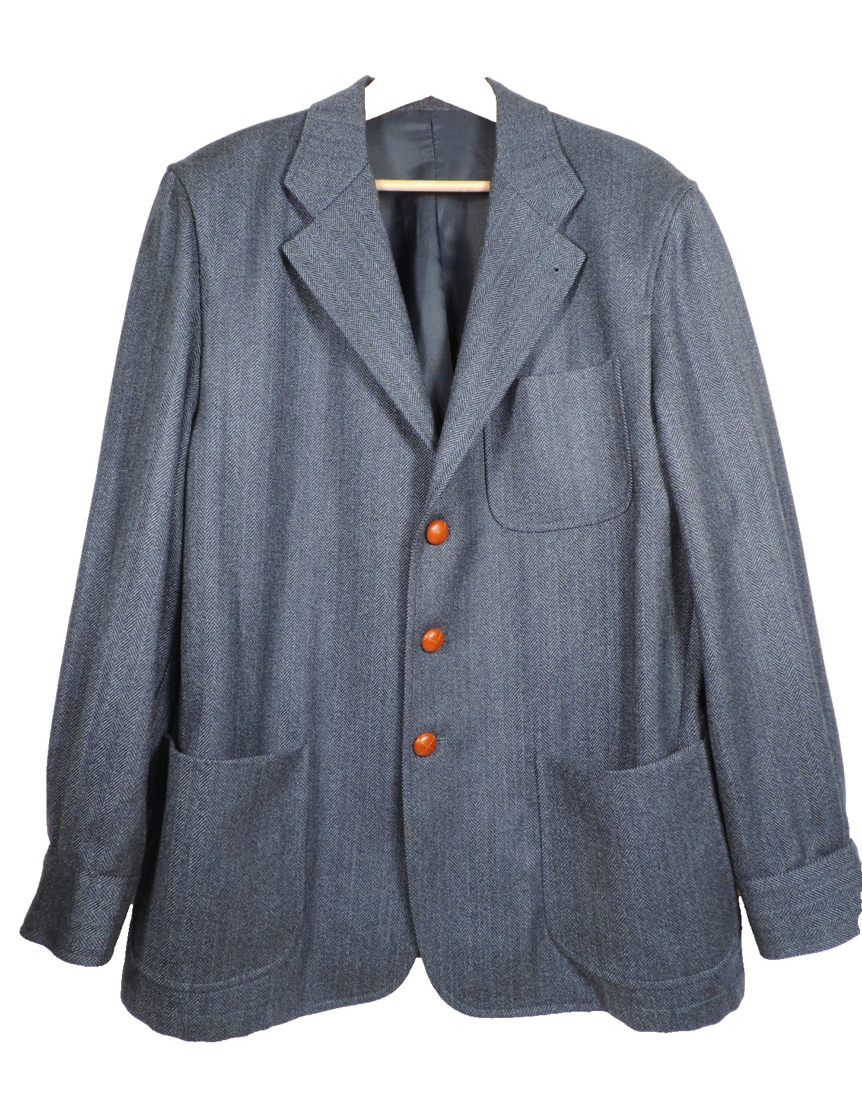Chaqueta Teba MONTECATINI 100% Lana Espiga Azul Gris Hombre Talla 52 - Excelente