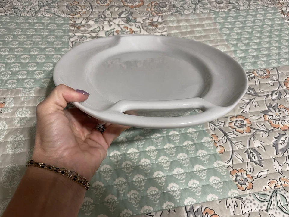 White Serving Tray W/ Handles Dishwasher/Oven Safe Elegant Oval Platter - Image 4 of 4