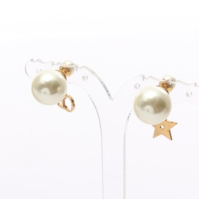 Christian Dior Tribal CD logo Pierced Earrings Gold Plated