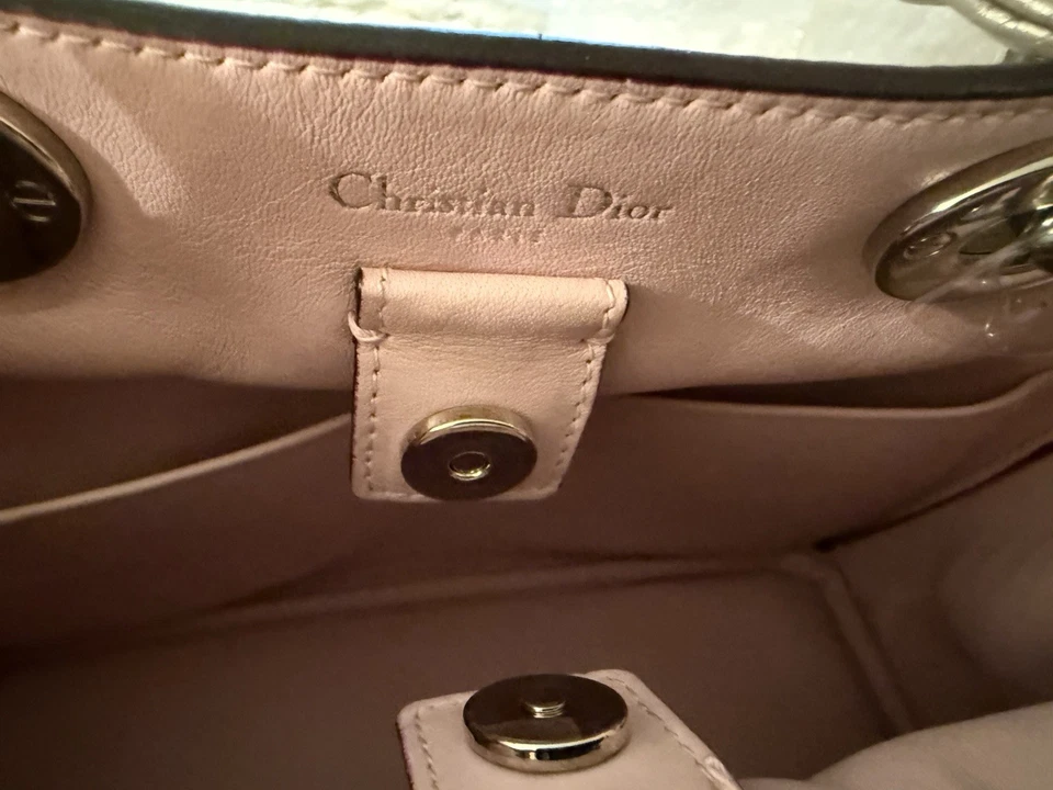 Authentic Christian Dior silver Diorissimo Pebbled Leather Tote Bag, small. Mint - Image 4 of 4