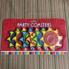 Vintage Amscan Plastic Party Coasters Sun Colorful New Sealed Rare