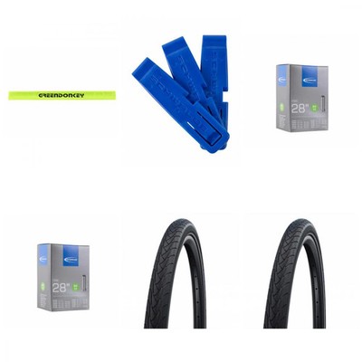Schwalbe MARATHON PLUS 28x1.75 + 2x AV17 Schlauch + Reifenheber + Reflexband