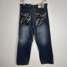 Vtg Southpole Baggy Y2K Jeans Sz 38 Dark Wash Fade Wide Leg Skater Hiphop
