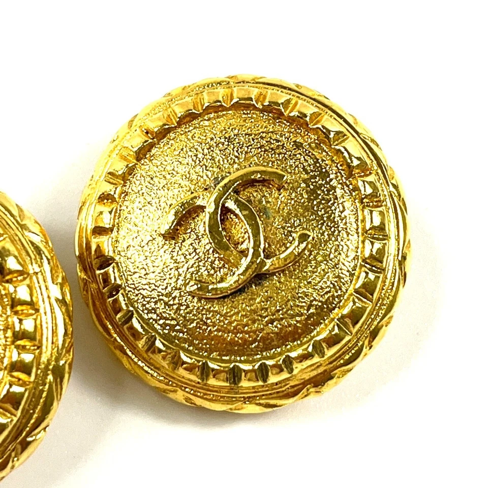 香奈儿 CC COCO 徽标耳环圆形金色复古正品配件日本 — 第 3/4 张图片