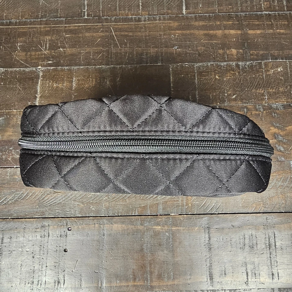 Ralph Lauren Negro Acolchado Maquillaje Cosméticos Bolsa Viaje Rosa Interior Usado en Excelente Condición Foto 3 de 4