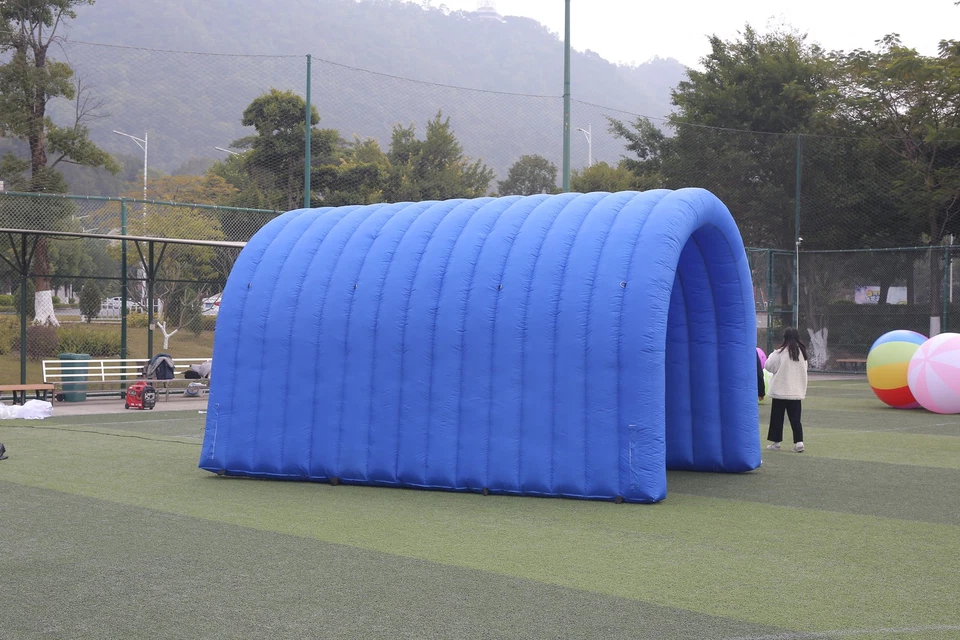 Tienda inflable al aire libre túnel deportivo entrada túnel tienda inflable para evento azul Foto 3 de 4