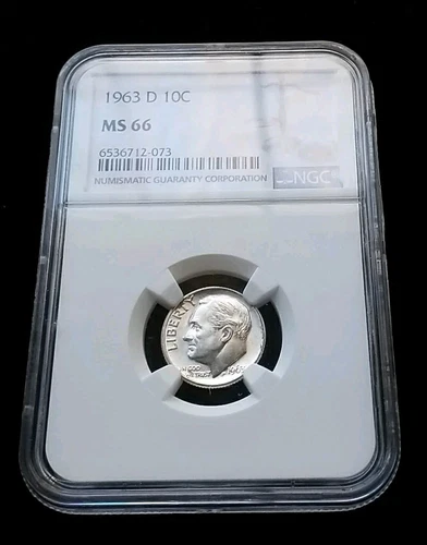 1963-D  10C  Roosevelt Dime 90% SILVER NGC MS 66  3621