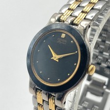 Vintage Citizen Elegance Womens Watch 23mm Silver Two Gold Tone New Battery 6.5"