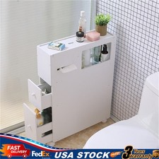 Bathroom Floor Cabinet Storage Organizer with Shelf Free Standing Cabinet White