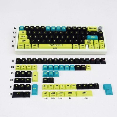 PBT Cyberpunk Side Transparency Keycaps Cherry Profile for Cherry MX 130 Keys *l