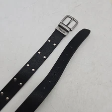 Levi's Belt Black Leather Studded Grunge Rock Mens 28 Gunmetal Buckle NWOT