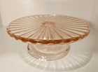 Pink Salmon Depression Glass Cake Stand 6.75" No chips or cracks NICE!