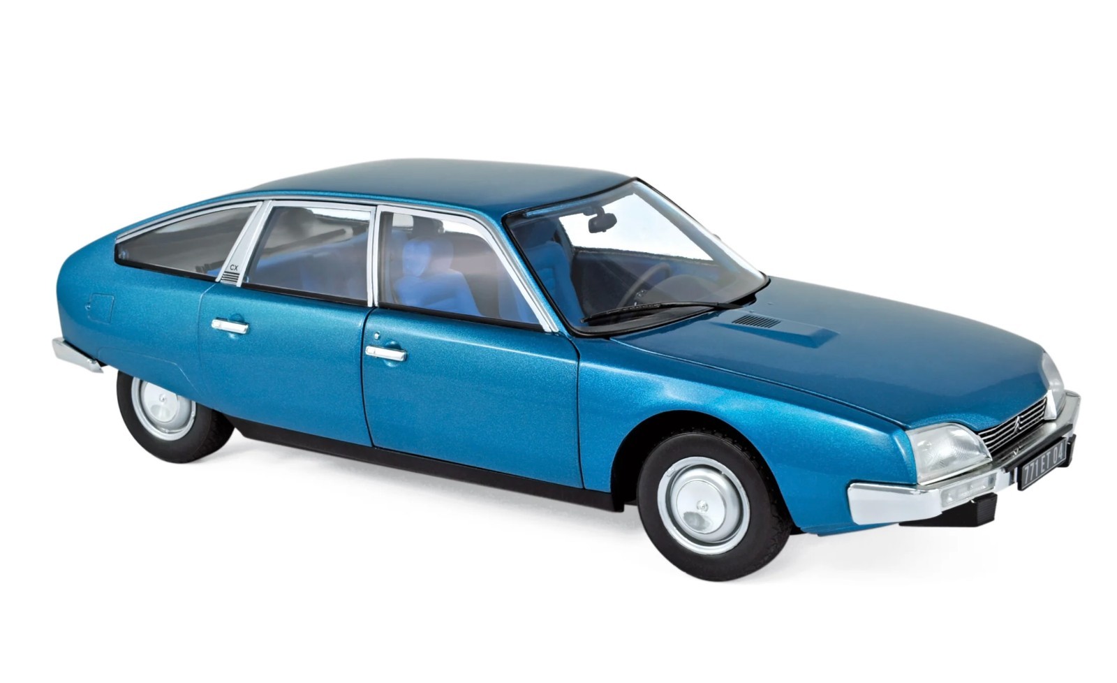 Voiture miniature Citroën CX 2000 1974 Bleu Delta à l'échelle 1/18 signée Norev