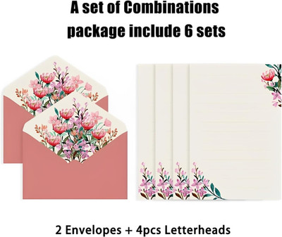 36-Piece Stationery Set - Vintage Flower Design Writing Paper and Envelopes f...
