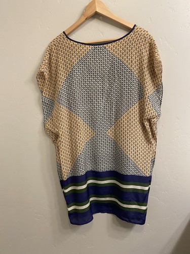J. Crew Women’s Size Medium Silk Geometric Print V Neck Lightweight Tunic Dress - Picture 11 of 18