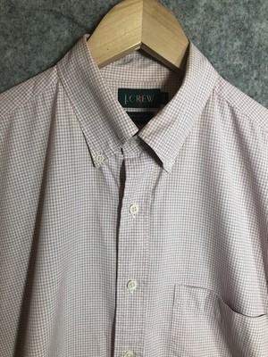 Vintage J. Crew Shirt Mens 15.5 Pink Check Career Business Classic Oarsman