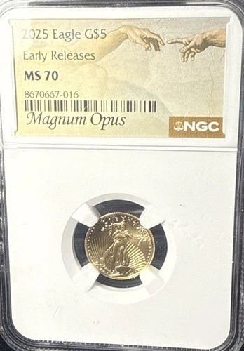 ⭐2025 Gold Eagle $5 Coin -1/10oz- NGC MS70 - EARLY RELEASES - MAGNUM OPUS-⭐