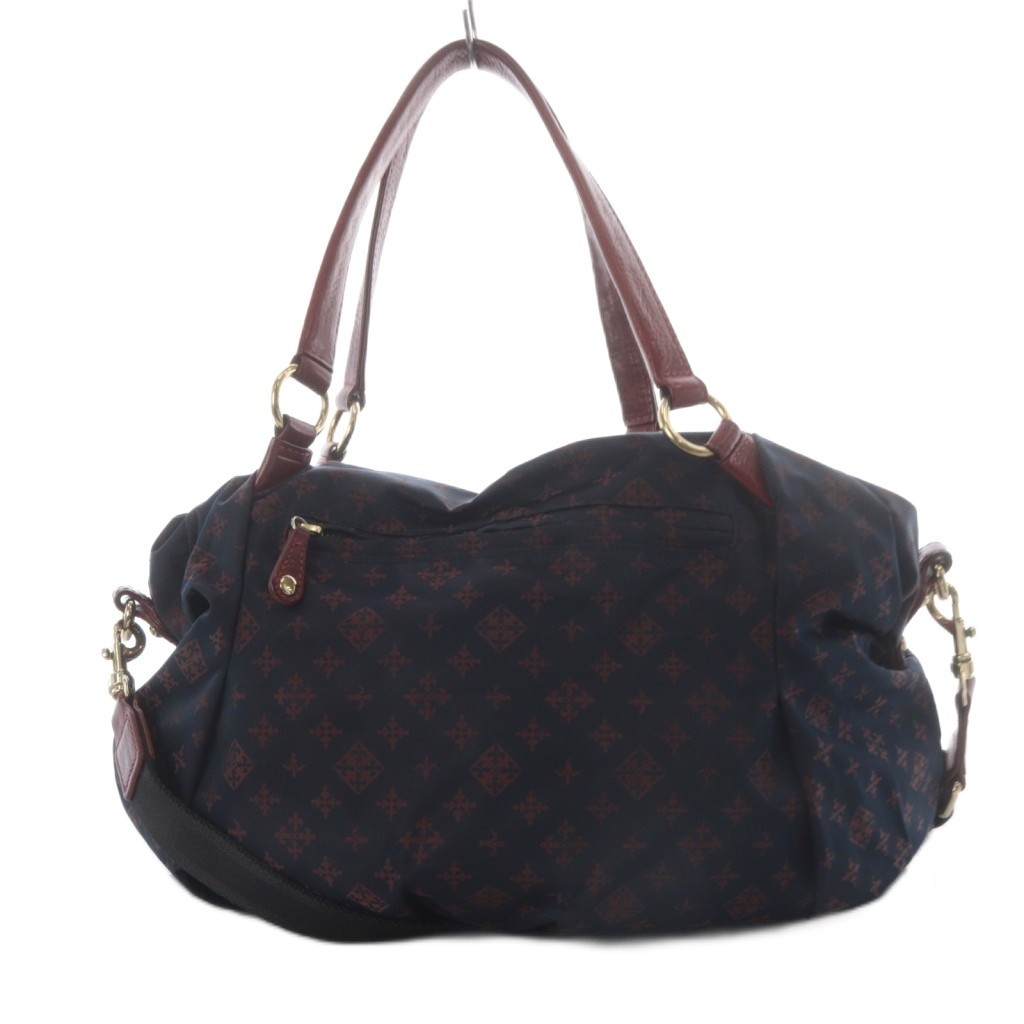 RUSSET Tote Bag Shoulder Bag 2way Monogram All Over Pattern Nylon Navy Brown