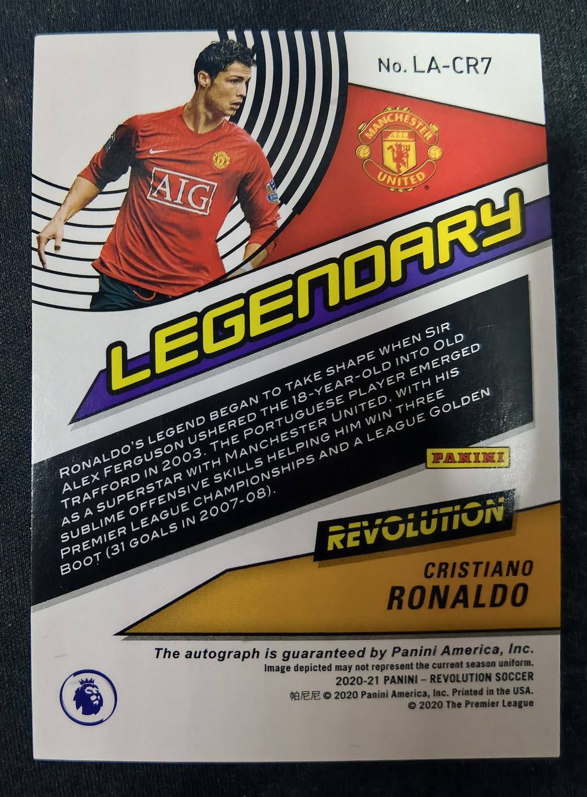 2020-21 Panini Revolution Premier Cristiano Ronaldo CR7 Legendary Auto view 2