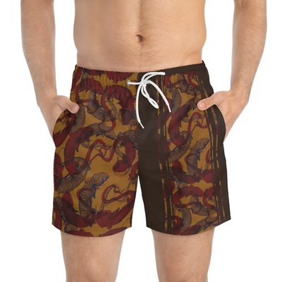 Bluetongue Lizard Red Print Mens Hawaiin Shorts Surfer Swim Beach