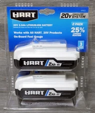 Hart HPB22 20-Volt 2.0Ah Lithium-Ion Batteries Pack of 2 - NEW