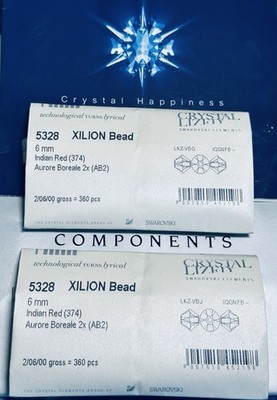 Swarovski Genuine Austrian Crystal Beads 5328 6mm Indian Red AB 2X sealed pack.