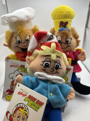   Kellogg s Snap Crackle Pop Plush Bean Bag Dolls Set w/ Original Tags