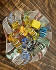 Vintage Murano Latticino Art Glass Candy Bowl & Hand Blown Candy