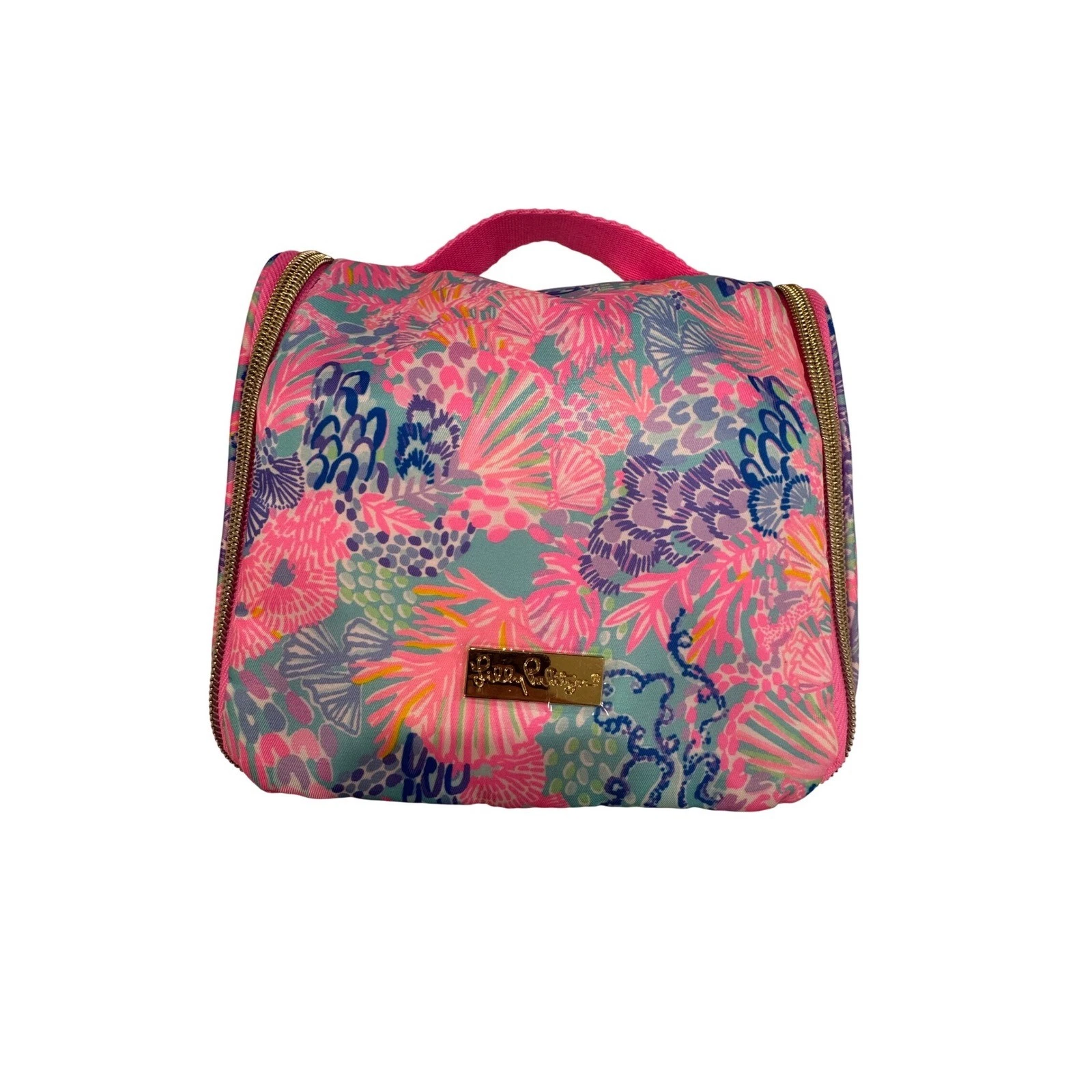 Lilly Pulitzer Toiletry Bag Hanging Travel Case Splendor in the Sand Pink