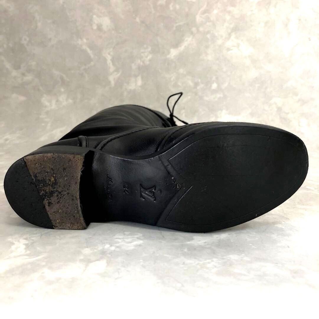 LOUIS VUITTON Long Heel Boots Black Leather Rare Authentic EU34 US4 From Japan thumbnail 4