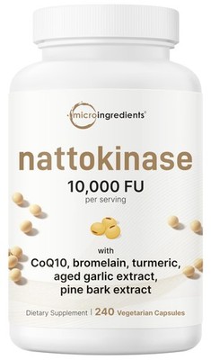 Nattokinase 10,000 FU Vegetarian Capsules Non-gmo Lab Tested Cgmp Made