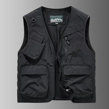 Mens Vest Waistcoat Utility Multi-Pocket Fishing Vest Sports Workwear Fisherman