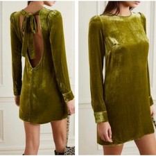 Reformation Net Sustain Kyra Open-Back Velvet Mini Dress Size 6