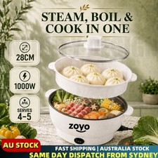 Electric Wok Skillet Multi Cooker Food Steamer Non-Stick Cooking Pan Rice Cooker