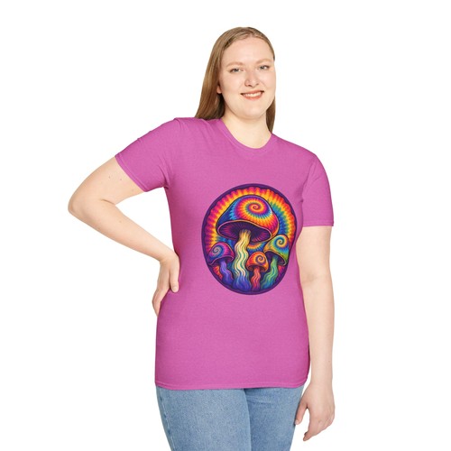 Tie Dye Mushroom Psychedelic Trippy Retro Hippie Natur Unisex Softstyle T-Shirt - Bild 109 von 112