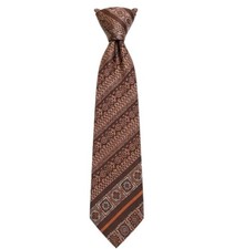Vintage French Rhodia Men's Necktie Brown Tan 100 Acetate Wide Short Tie