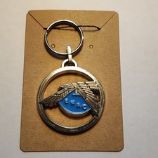 Porte-clés Vintage métal argenté bleu logo ENAC École Nationale Civil