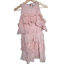 Alice + Olivia Size 4 Blush Cold Shoulder Ruffle Dress *Stain*