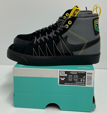 Nike SB Zoom Blazer Mid PRM Acclimate Cool Grey Yellow Strike DC8903 001 MENS 5.