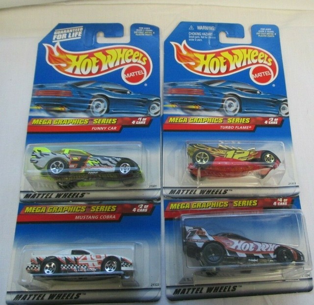 Vintage 90s Hot Wheels MEGA GRAPHICS Complete Set of 4 cars NOC eBay