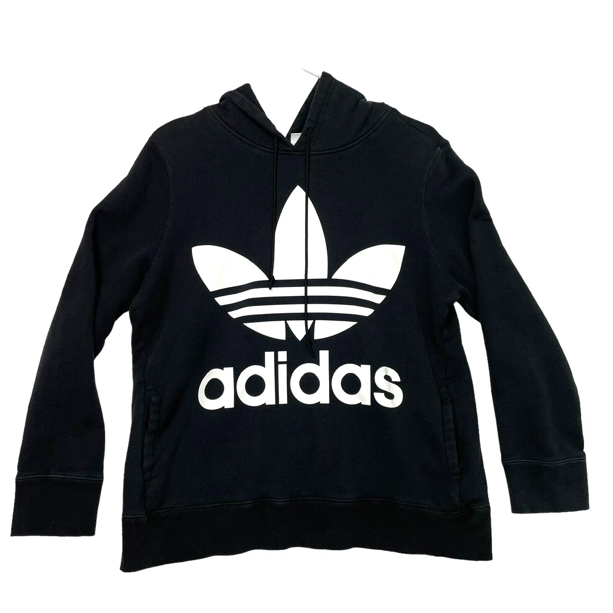 Pullover Medium Adult | Trefoil eBay Hoodie Hooded Black Sweatshirt Adidas Sweater