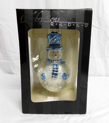 Christopher Radko Celebrations 2008 Glass Snowman Ornament Blue Snowflake NIB - Bild 1 von 6