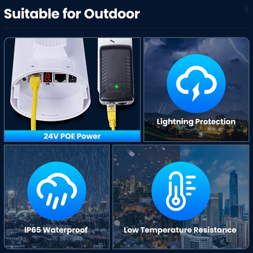 Point to Point Wireless Bridge Outdoor 5.8G WiFi Bridge Kit CPE Extend Network - Picture 7 of 10