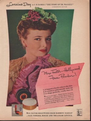 1944 MAX FACTOR HOLLYWOOD FACE POWDER LARAINE DAY ACTOR LIPSTICK ROUGE 18741