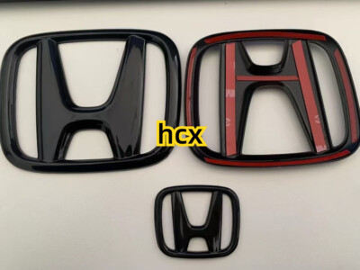 #ad For HOND A Civi c 3PCS Glossy Black Front Griile Emblem Re 2022 2025 $32.88