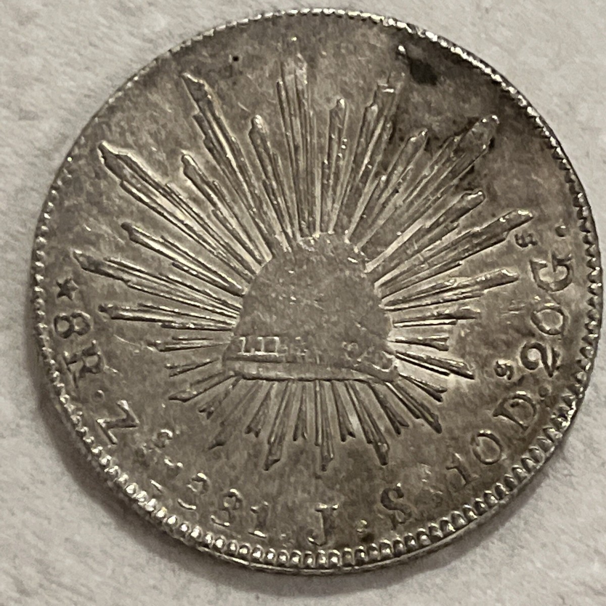 1881 ZS JS MEXICO 8 REALES COIN - AU/BU condition .903 SILVER