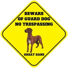 Crossing Sign Great Dane Beware of Guard Dog No Trespassing Cross Xing Metal